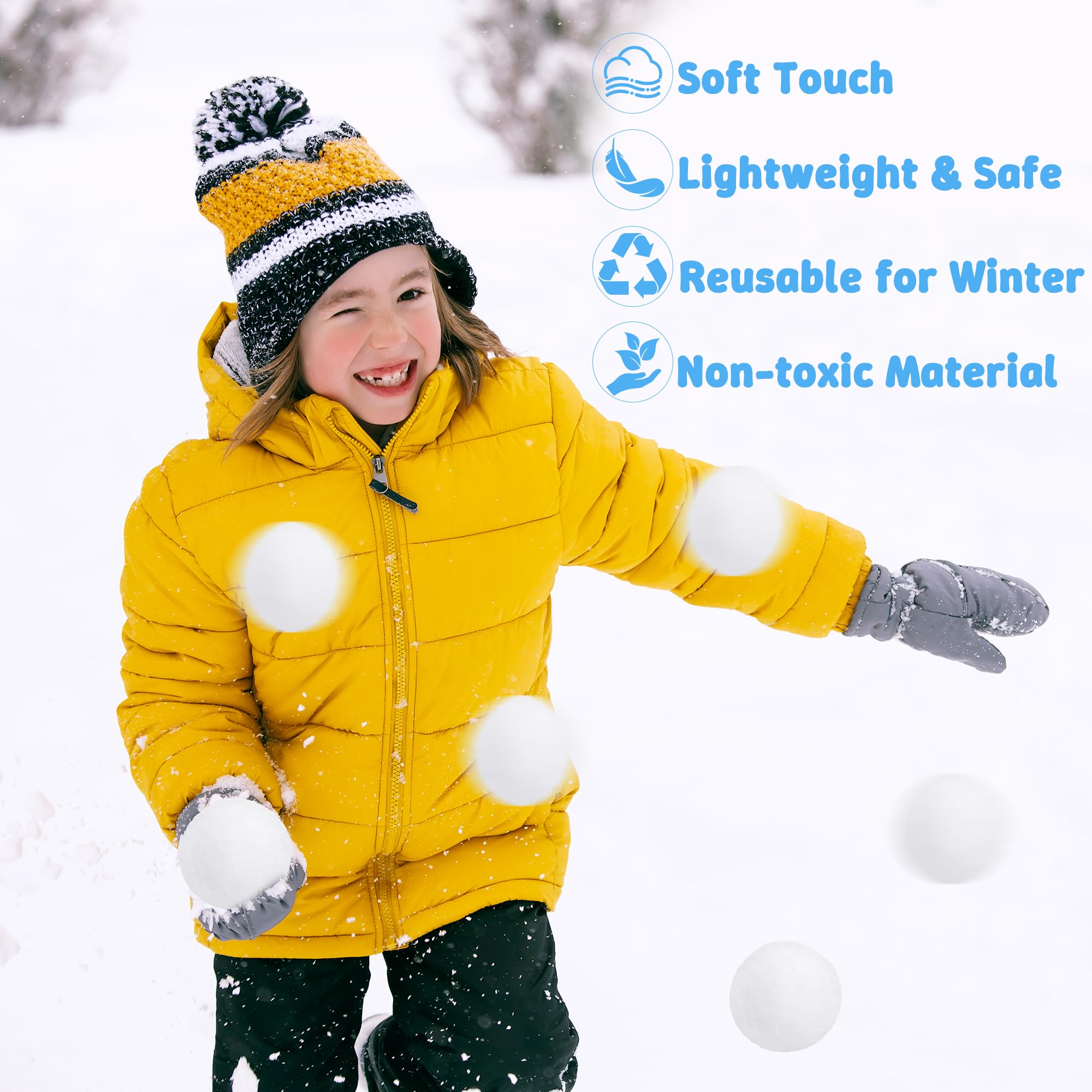 Luces 100 PCS Fake Snow Balls, Plush Indoor Snow Ball Fight Set, Soft Winter Game Balls for Outdoor Indoor, Christmas Tree Decorations DIY Accessories Parent-Child Interaction