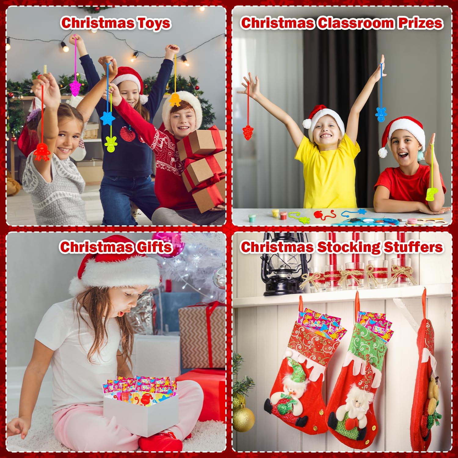 Skiennix Christmas Stocking Stuffers - 36 PCS Holiday Sticky Hands Party Favors for Kids | Non-Candy Treats