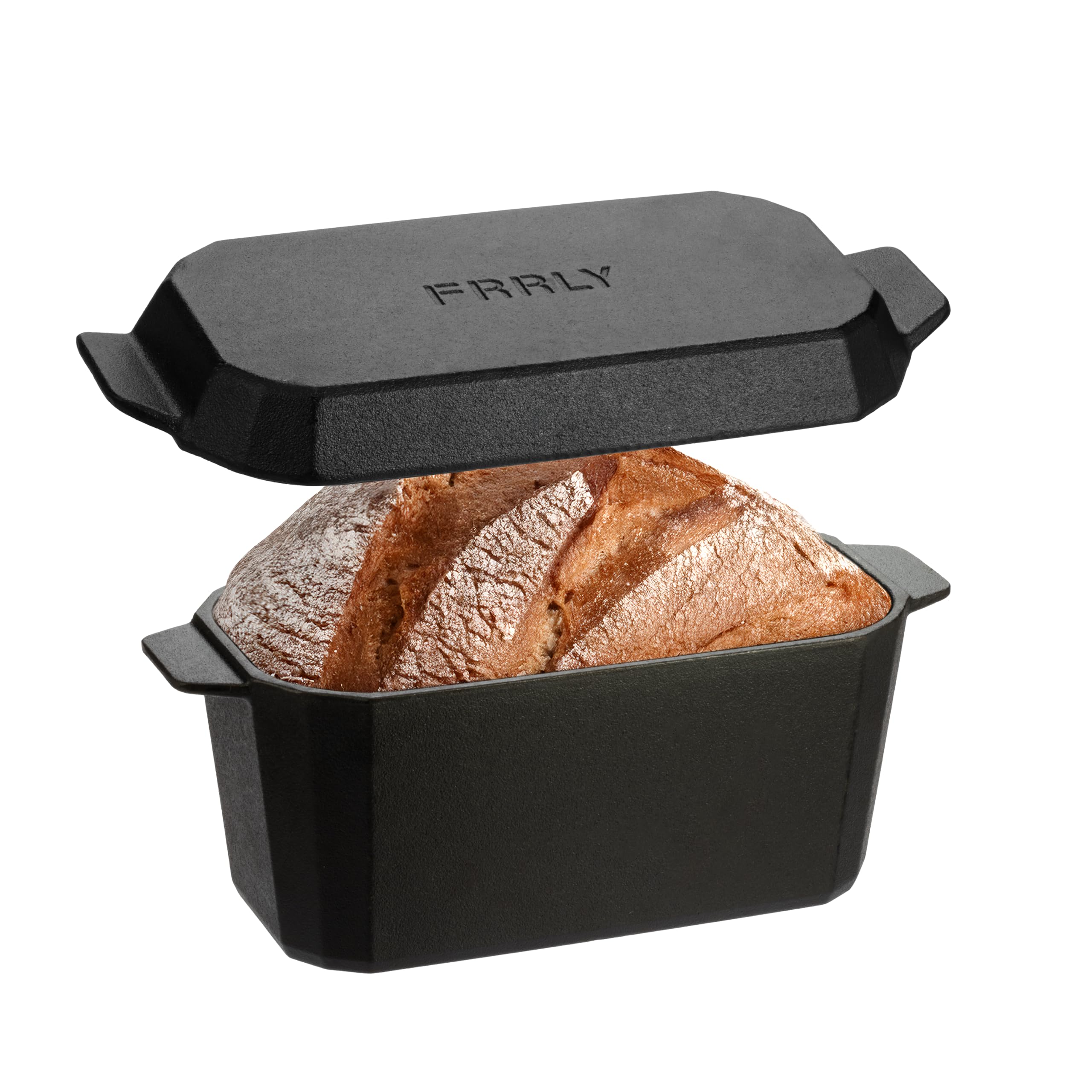 FRRLY Cast Iron Bread Loaf Pan with Lid,Bread Baking Pan,Cast Iron Dutch Oven for Sourdough,10 x 5 Inch Pre-seasoned Even Heat Distribution Baking Pan for Homemade Bread
