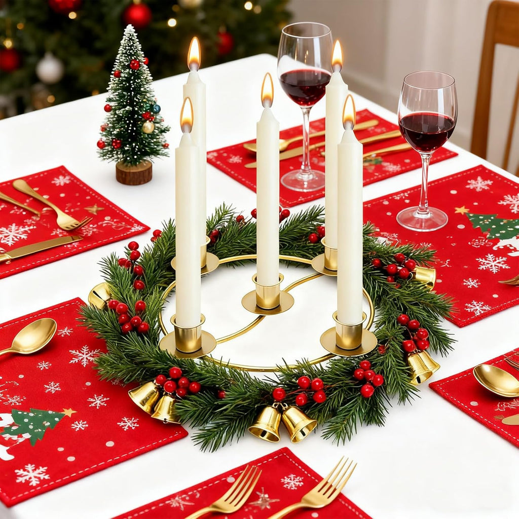 Regine Switzerland Gold Advent Wreath Candle Holder - 2 Pack Metal Table Decoration for Christmas