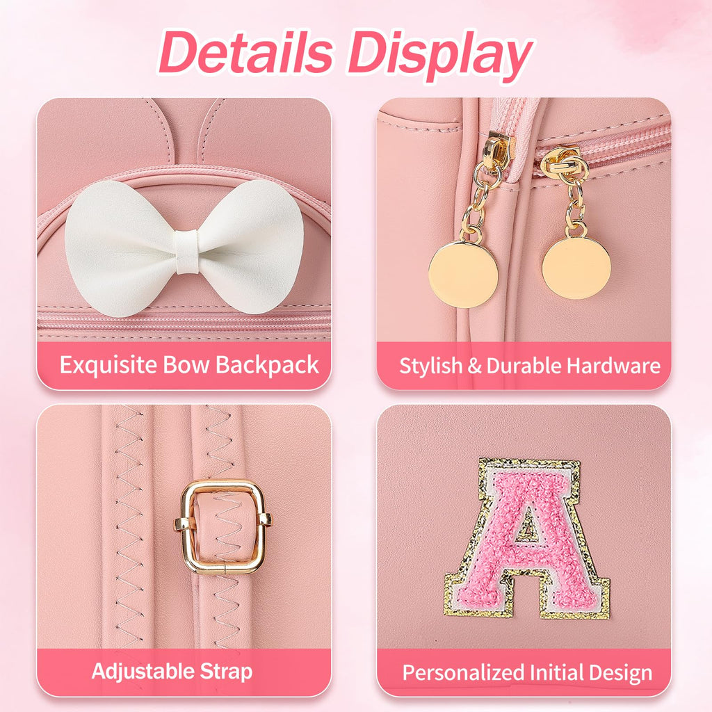 VLJTM Birthday Gift for 2 3 4 5 6 7 8 9 10 Year old Girls Personalized Initial Toddler Mini Backpack Purse for Kids-Pink-A