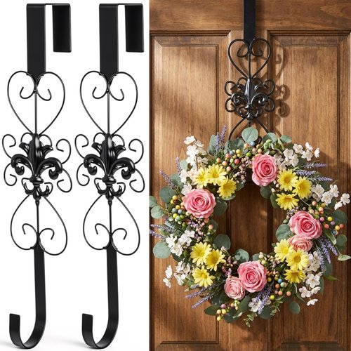 Heavy Duty Metal Wreath Hanger by [Brand Name] - Elegant 15.5 Inch Design for Indoor/Outdoor Decor | Black