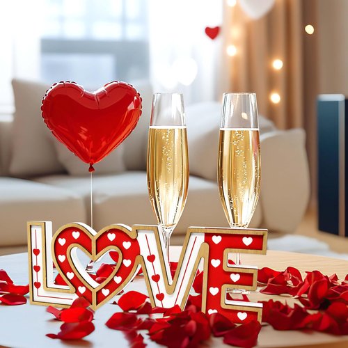 Gift Boutique Valentine's Day Love & Xoxo Signs Set of 2 Red & White Wooden Table Decor Home Mantel Shelf Wedding Anniversary Freestanding Decorations