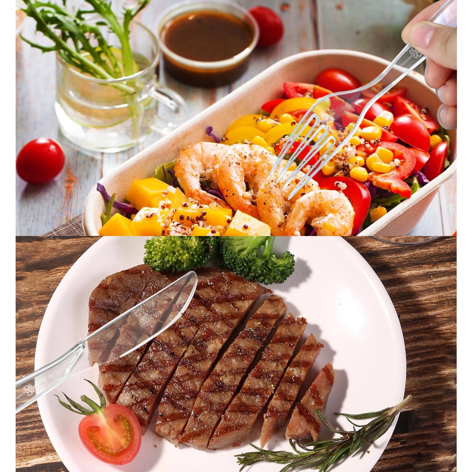 ZhuangJia 1000 Count Extra Heavy Duty Clear Plastic Forks, BPA-Free, Heat Resistant, Durable for Catering, Events and Party Supplies