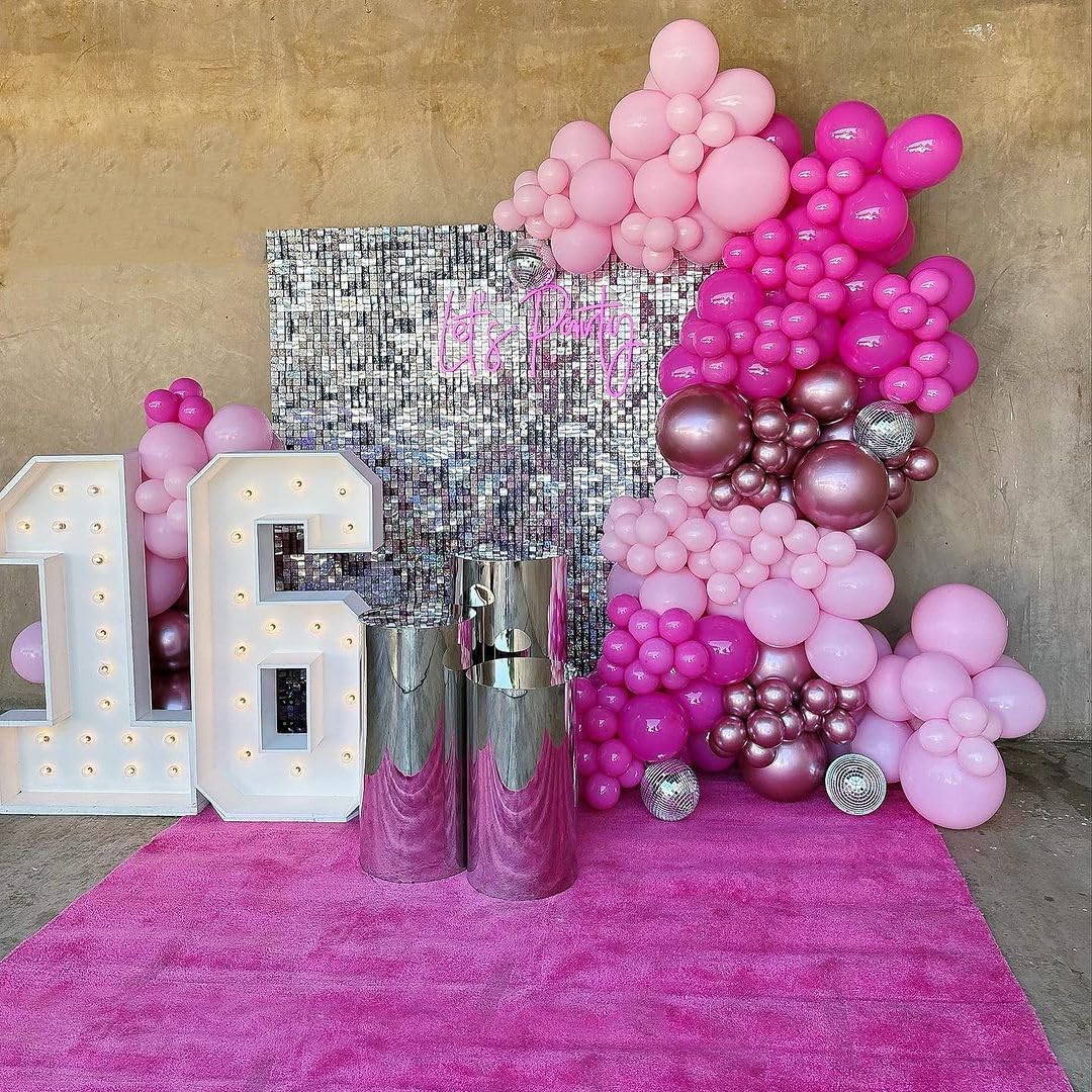 Metallic Pink Balloons - 50 Pcs 12-Inch Hot Pink & Light Pink Latex Balloons for Birthday & Baby Shower Decor