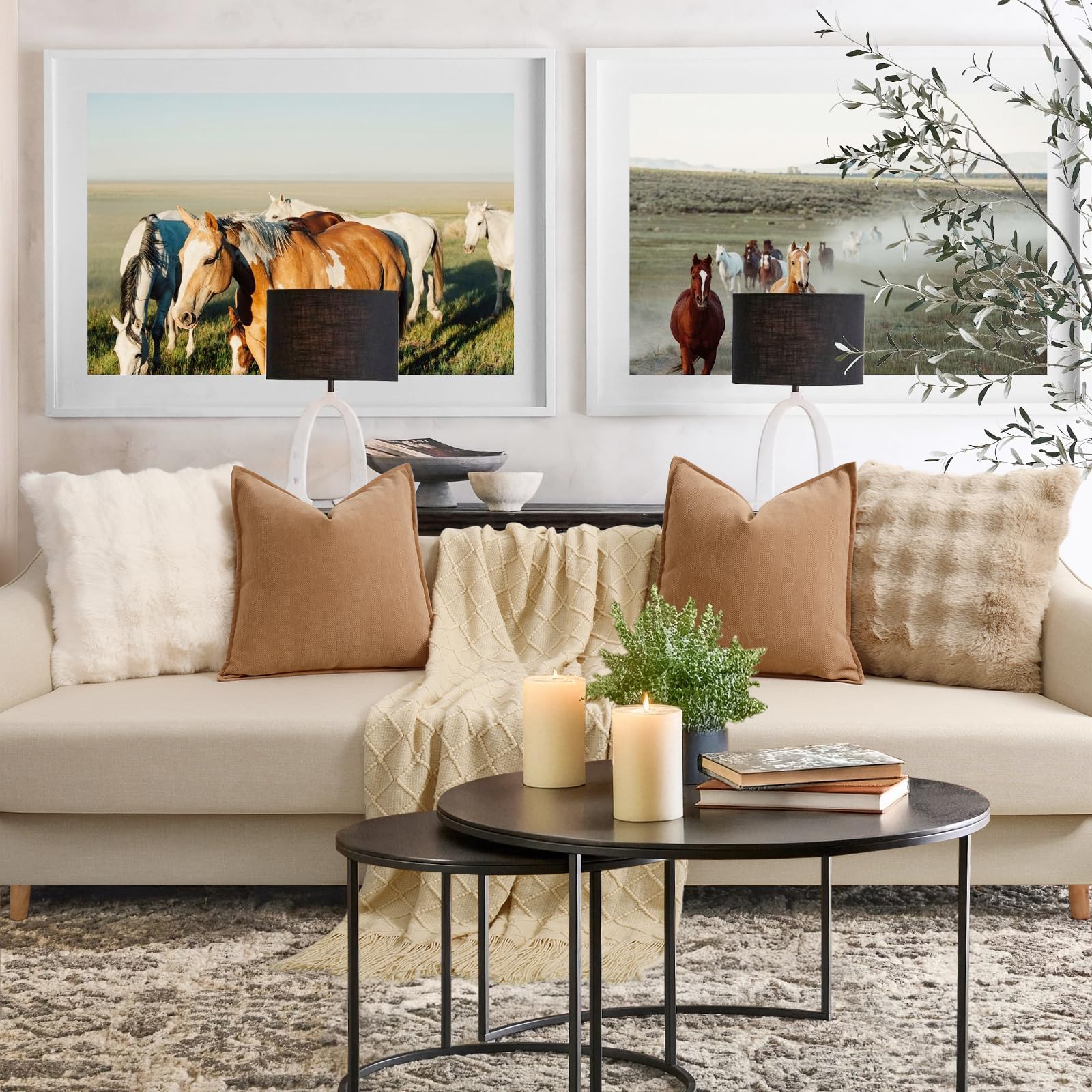 ZWJD Camel Pillow Covers 18x18 Set of 2 Chenille Throw Pillow Covers with Elegant Design Soft and Luxurious Decorative Throw Pillows for Couch, Bed, and Home Decor