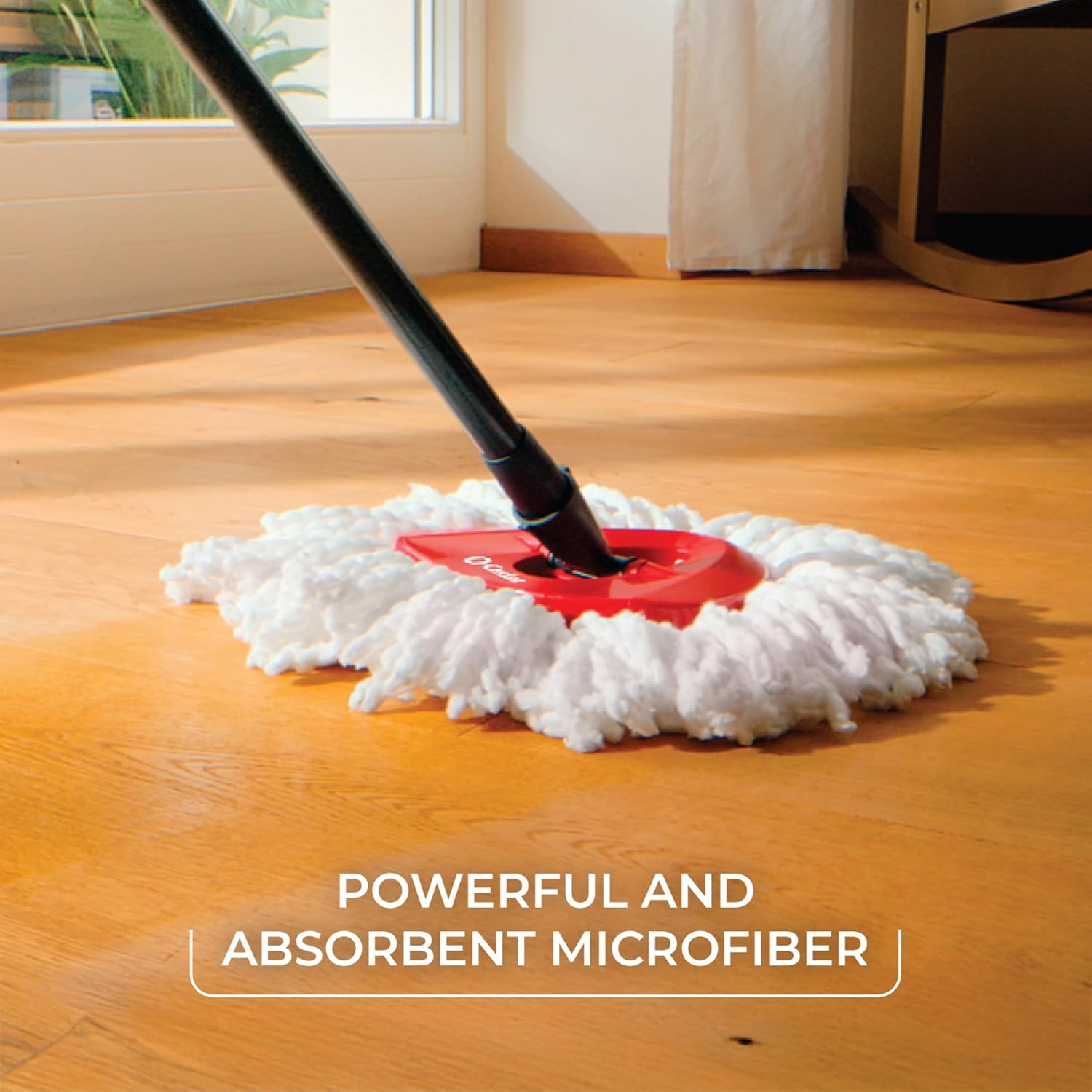 O-Cedar EasyWring Microfiber Spin Mop & Bucket | Efficient Floor Cleaning System with Extra Refill - Red/Gray