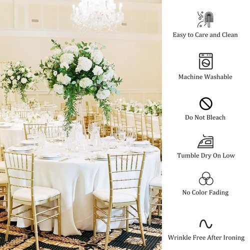 Fivenl 8 Pack Premium Round Tablecloth 120 Inch Round Table Covers Washable Polyester Fabric Round Table Clothes for Wedding Party Reception Banquet Buffet Restaurant (White, 120 Inch)