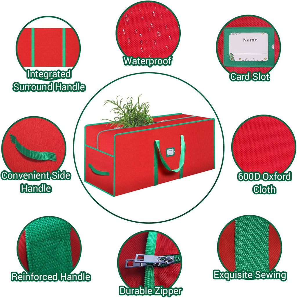 Skiennix Christmas Tree Storage Bag - Fits Up to 7.5 Ft | Durable 600D Oxford Cloth with Reinforced Handle and Card Slot