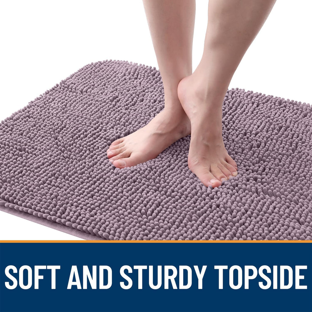 OLANLY Dog Door Mat - Absorbent Non-Slip Chenille Mat for Muddy Paws | 54x24 Deep Plum Color