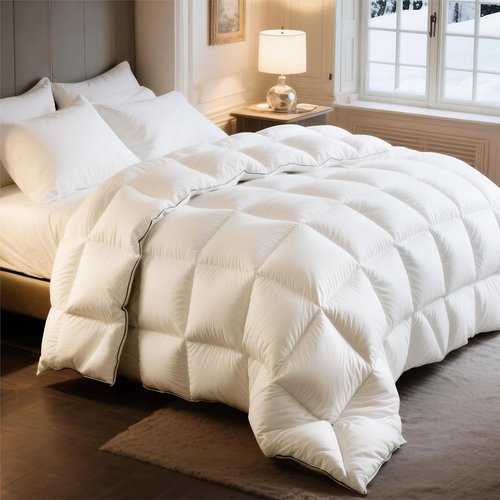Bedsure King Size Feather Down Comforter - Luxurious Fluffy Duvet Insert with Storage Bag & 8 Corner Tabs, White, 106x90 Inches