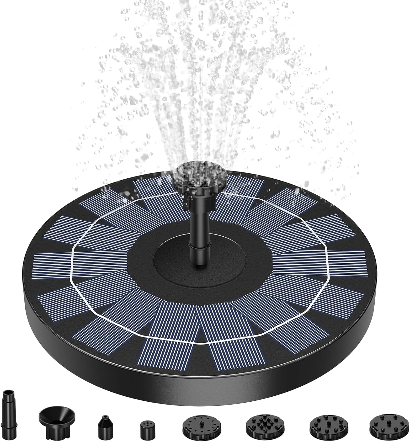 AISITIN Solar Fountain Pump - 2.5W Solar Powered Water Fountain with 8 Nozzles for Bird Baths & Gardens