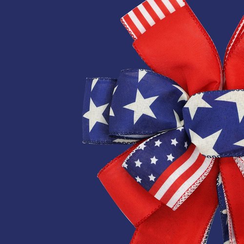 Large 4th of July Bows by [Brand Name] - Pre-Tied Patriotic Wired Ribbon Bows, 20x11 Inch, 2 Pack for Outdoor Decoration