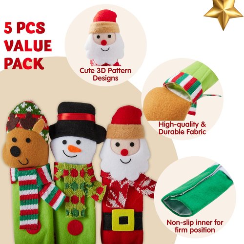 JOYIN Christmas Kitchen Appliance Handle Covers - 5 Pieces for Refrigerator, Microwave & Oven | Festive Indoor Décor