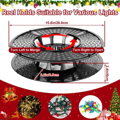 Christmas Light Storage Bag - Tear Proof 600D Oxford Fabric/Internal PVC Material with Reinforced Handles - With 4 Reels Stores up to 500 Ft Holiday Mini Christmas Tree Lights & Extension Cords,Red