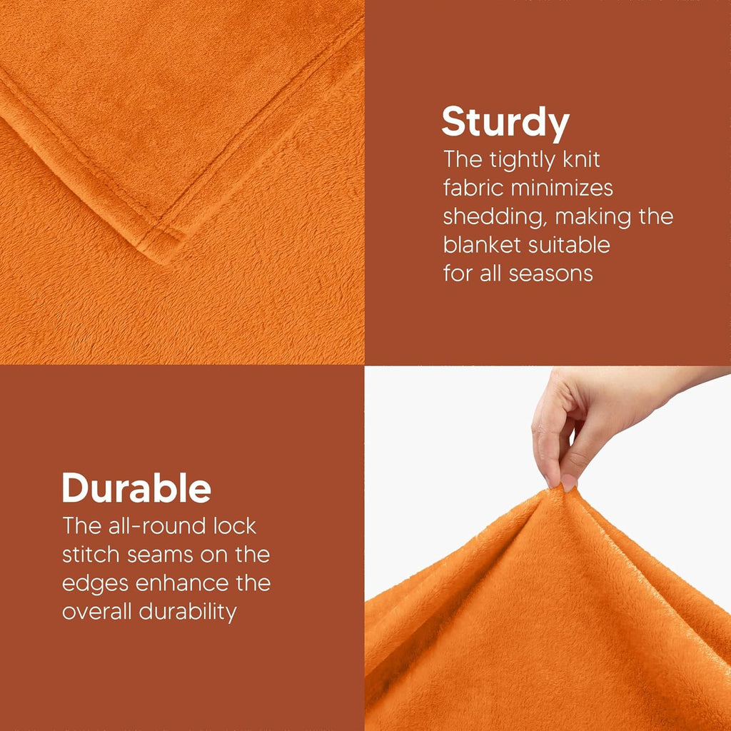 Utopia Bedding Fleece Blanket - Luxury Soft Microfiber Twin Size | Burnt Orange 300GSM (60x80 Inch)