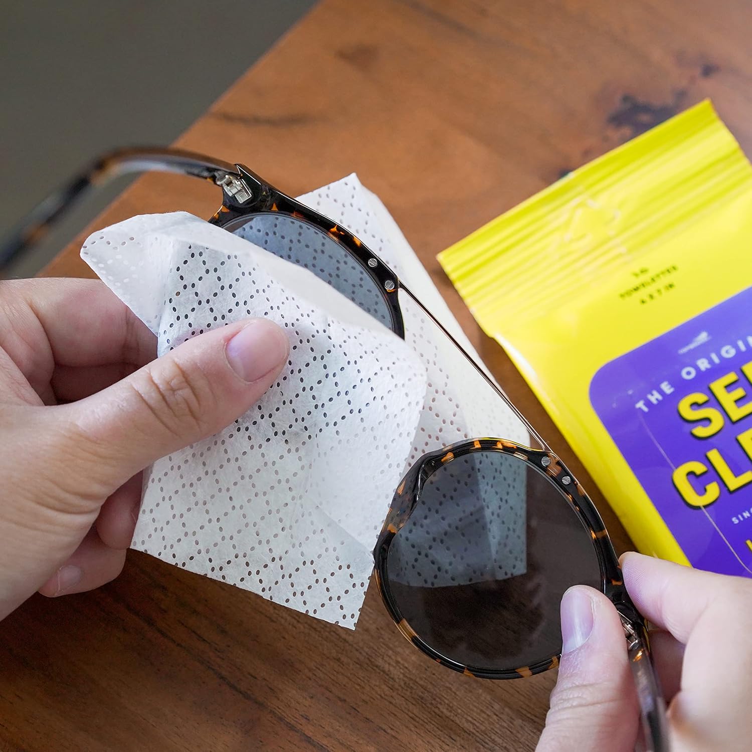 See Clear Lens Cleaning Wipes - Streak-Free Pre-Moistened Cloths for Eyeglasses & Screens | 192 Wipes in 12 Packs