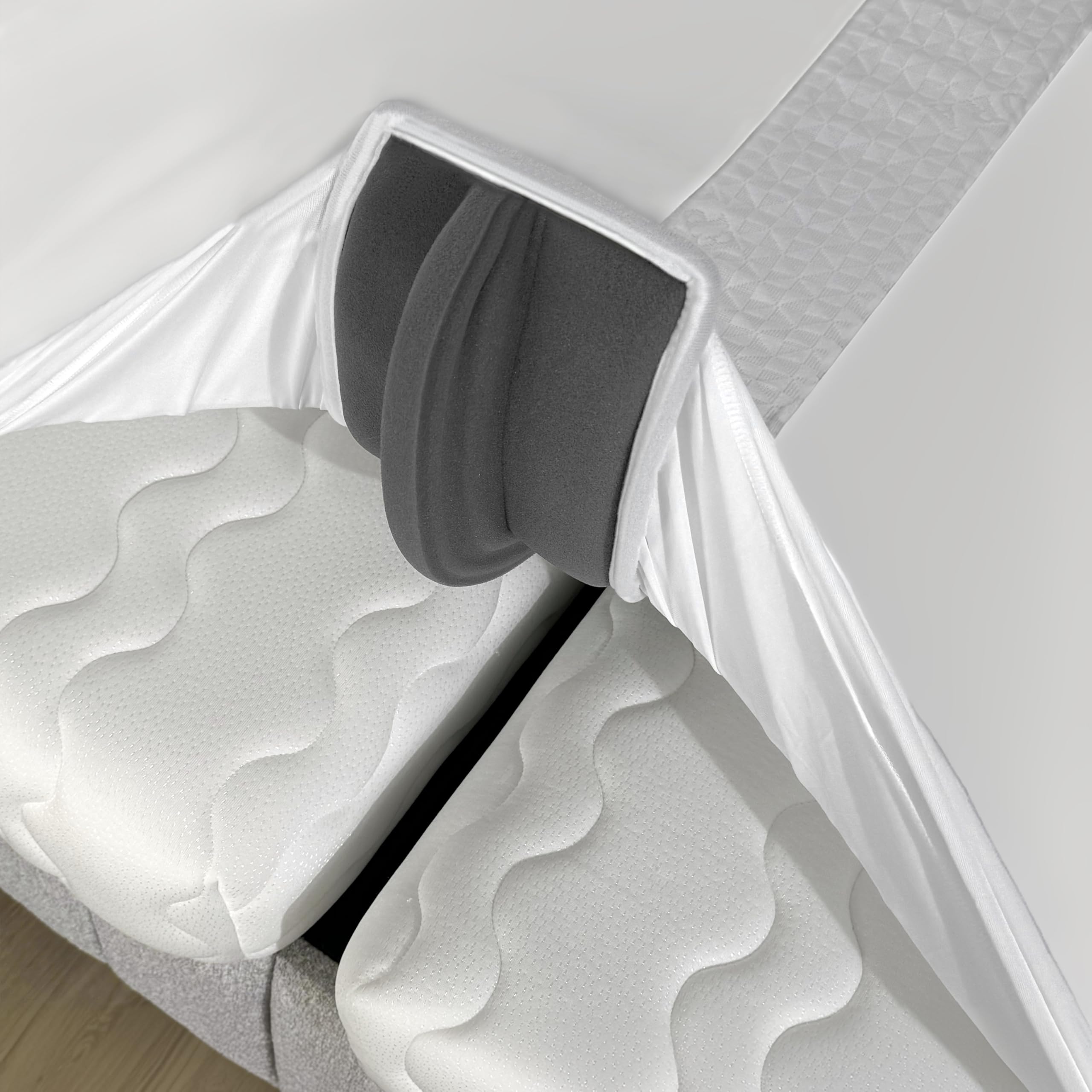 EPHEDORA 2-in-1 Fitted Sheet Attached Bed Bridge Twin (XL) to King Converter Kit | Split King Gap Filler for Adjustable Bed | White