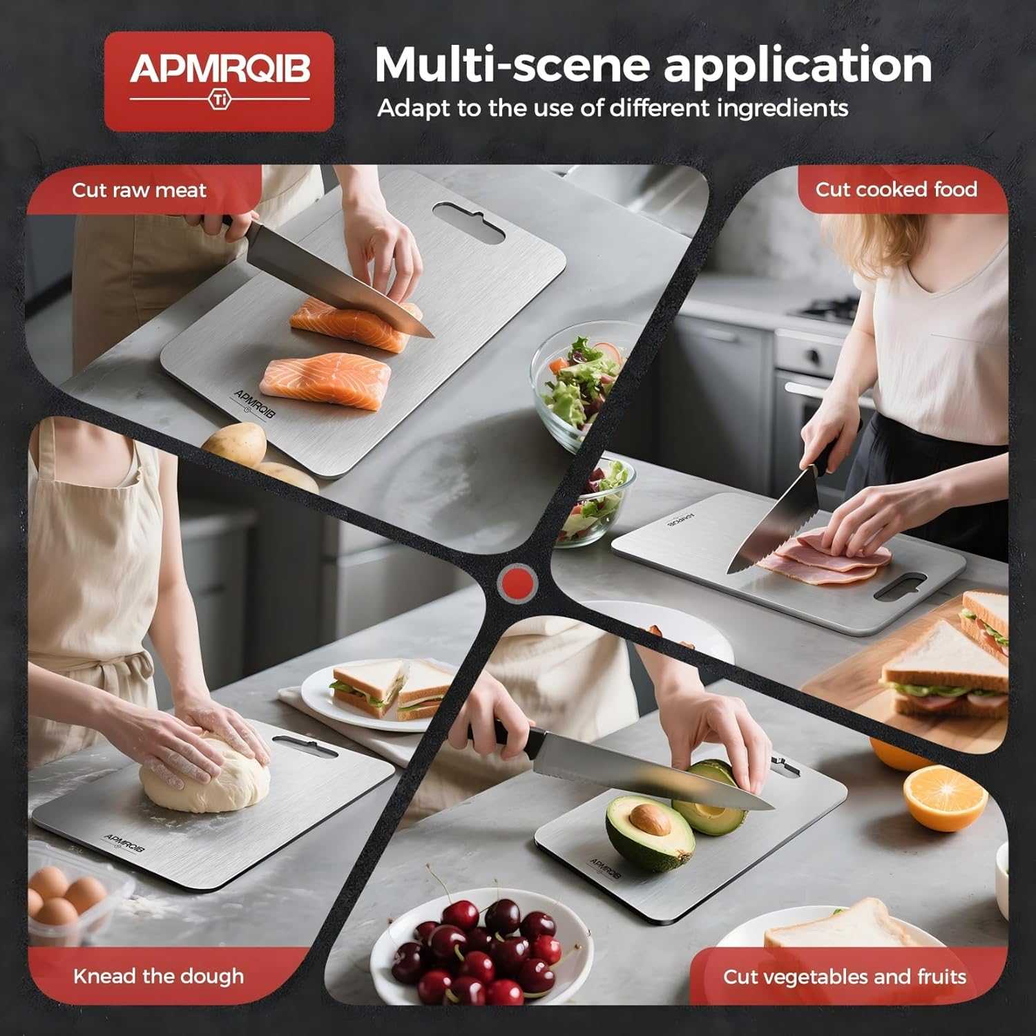 Titanium Cutting Board Set - 100% Pure Titanium, Double-Sided & Non-Toxic | Ideal for Charcuterie & Meat (3 Pack)