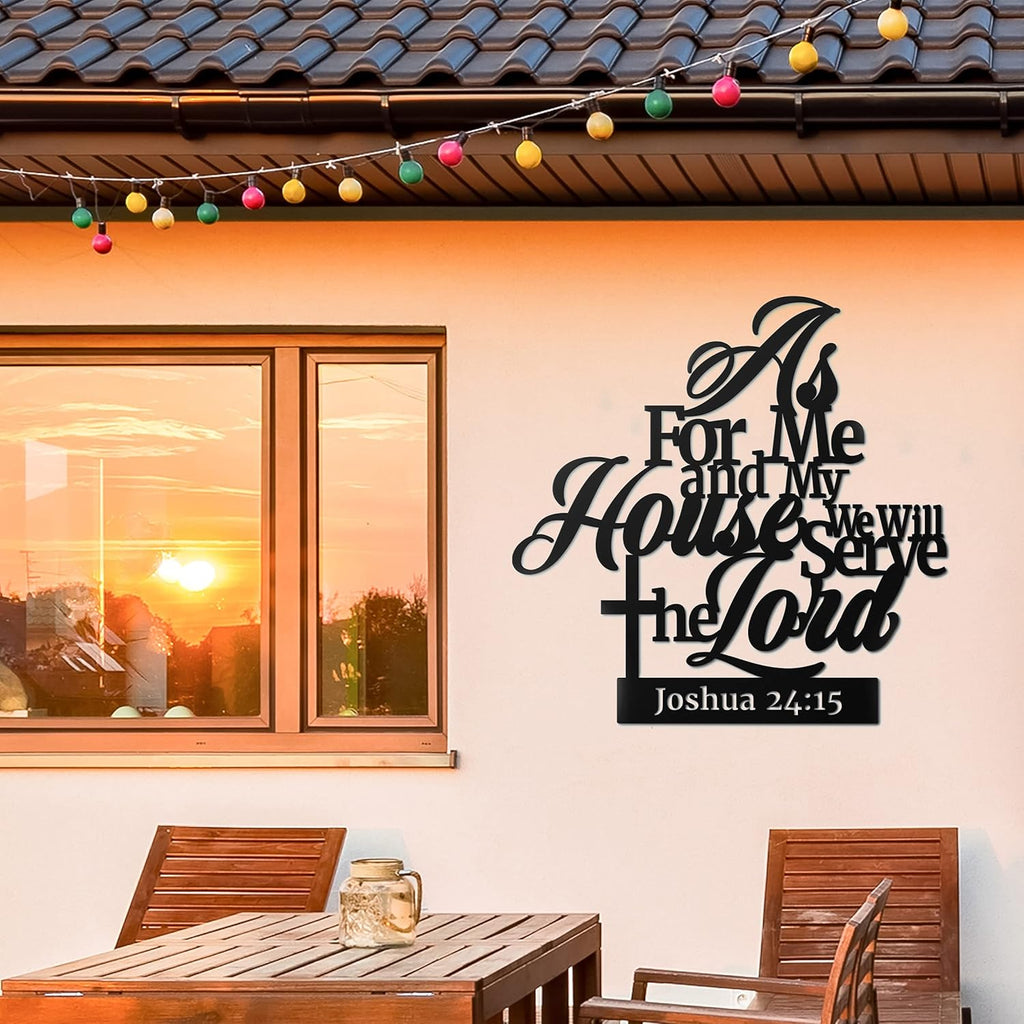 Vivegate Metal Bible Verse Wall Sign - "As For Me And My House" Christian Decor | Black 02