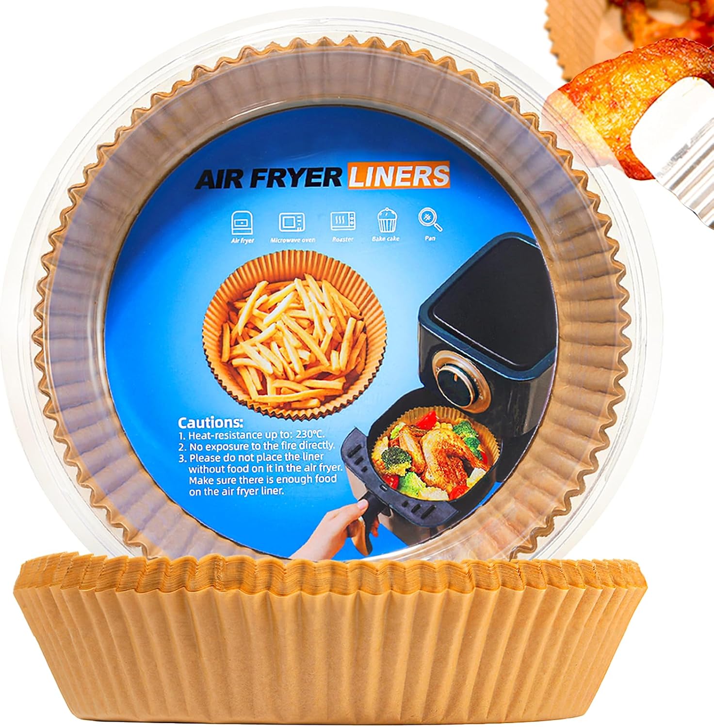 Skiennix Air Fryer Disposable Paper Liners - Non-Stick, Oil-Proof Parchment for 3-5QT Baskets | 100PCS, 6.5 Inch