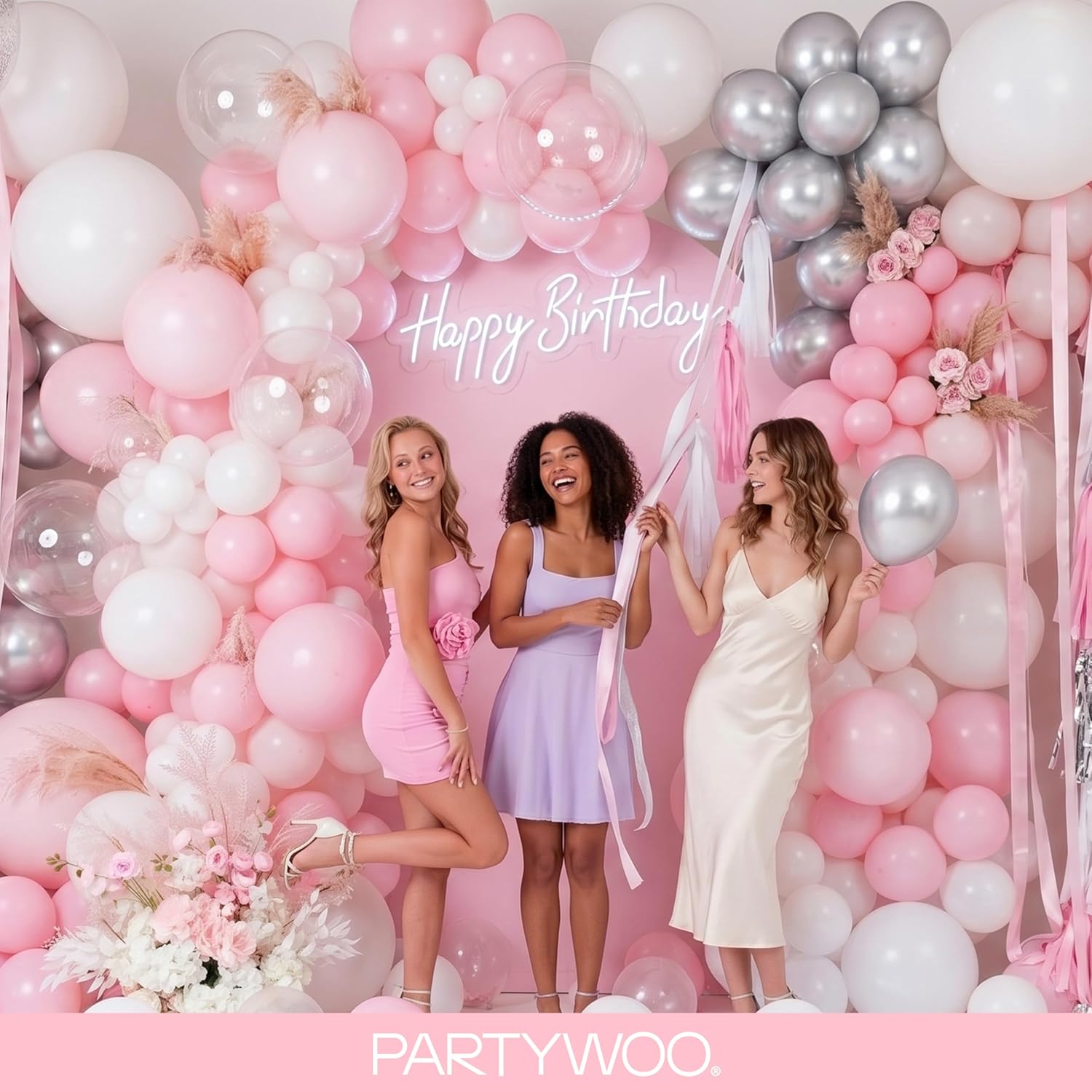 PartyWoo Baby Pink Balloons - 127-Piece Arch Kit with Various Sizes for Baby Shower & Birthday Decor
