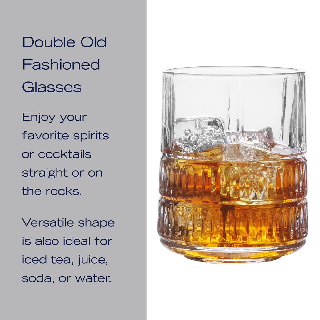 Mikasa Carrick Double Old Fashioned Rocks Whiskey, Set of 4