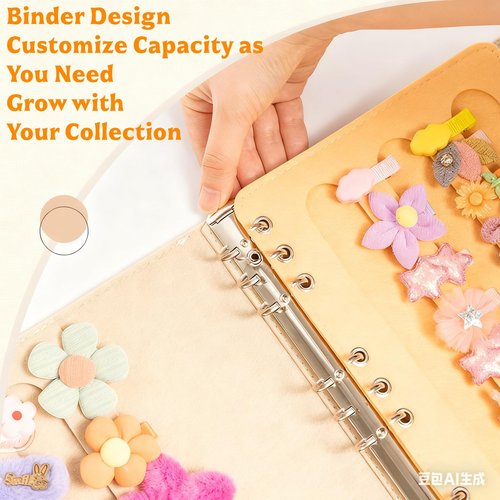 Aiqriwv Felt Hair Accessories Organizer with 2 Inner Pages, Large Capacity Travel Book-Style Holder for Hair Clips, Headbands, Barrettes（Yellow）
