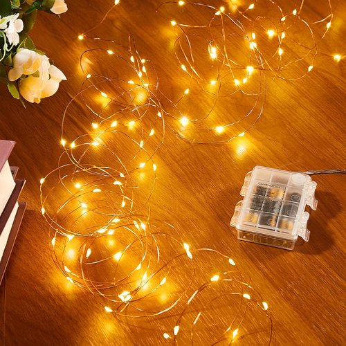 Ariceleo Outdoor String Lights - 16.4 Ft Battery Operated LED Fairy Lights with Remote & Timer | Waterproof Warm White Twinkle Lights for Weddings, Parties, & Decor