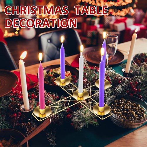 Jingmore Christmas Advent Candle Holder - Rustic Metal Wreath Ring for Pillar Candles | Thin Cross Design