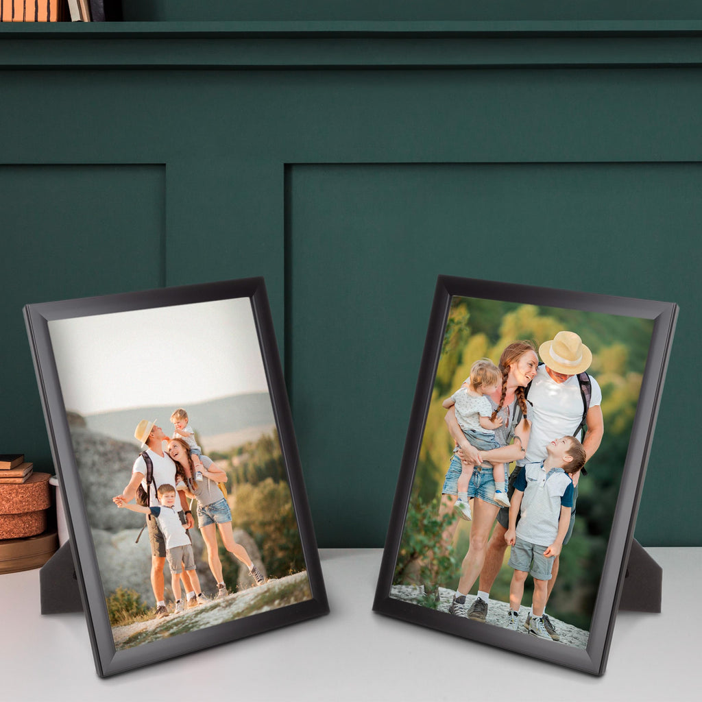 Set of 6 Picture Frames - 8x10 Photo Frame Set with Stand and Hooks for Gallery Wall or Family Portrait - Picture Wall Decor by Lavish Home (Black)
