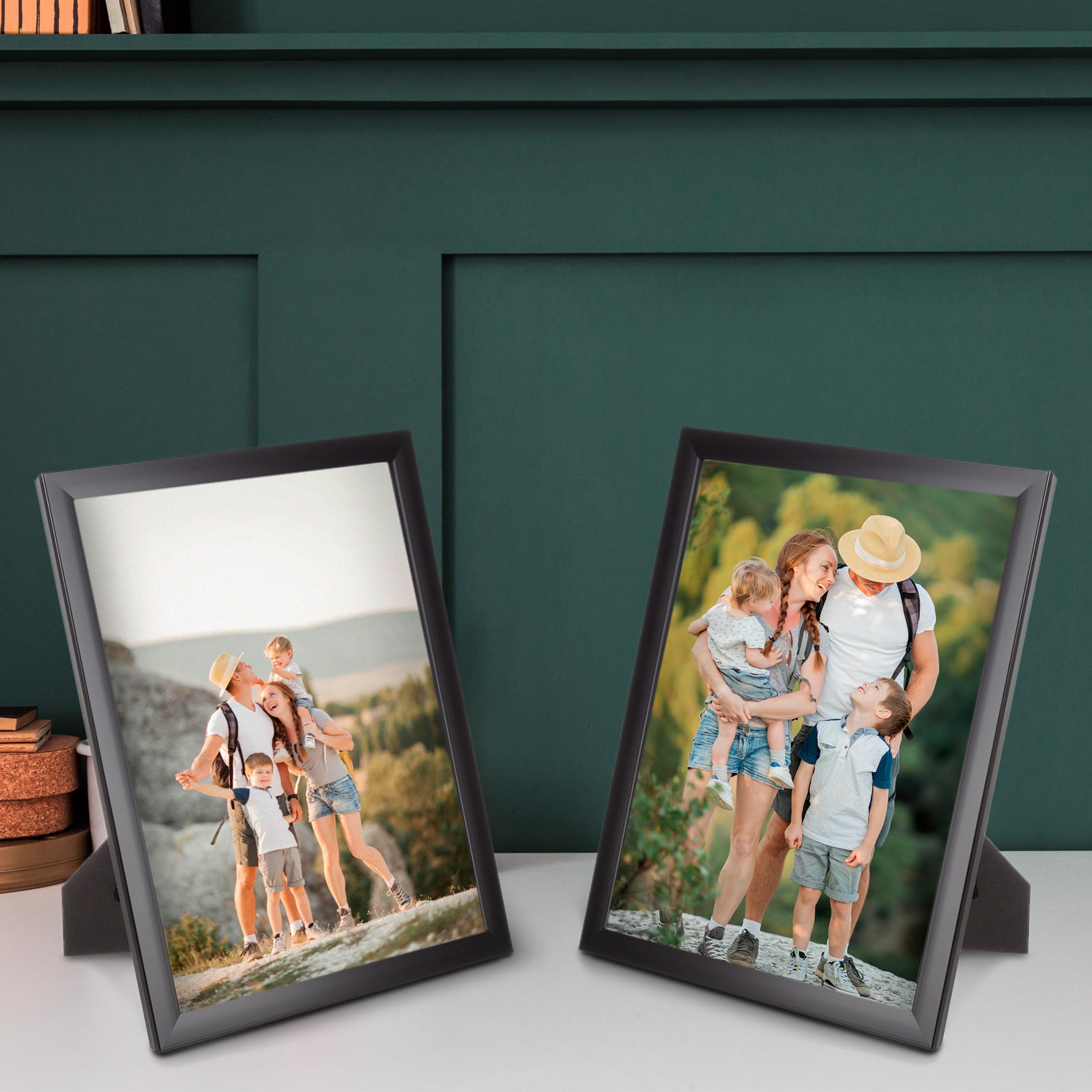 Set of 6 Picture Frames - 8x10 Photo Frame Set with Stand and Hooks for Gallery Wall or Family Portrait - Picture Wall Decor by Lavish Home (Black)