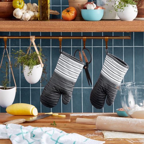 KitchenAid Oven Mitt Set - 2-Pack Charcoal Grey, 7"x13" for Ultimate Heat Protection