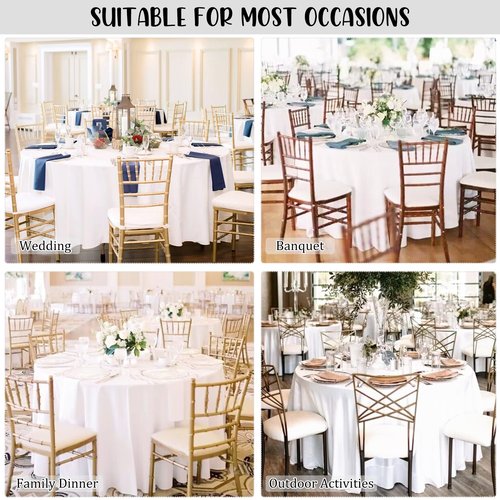 Fivenl 8 Pack Premium Round Tablecloth 120 Inch Round Table Covers Washable Polyester Fabric Round Table Clothes for Wedding Party Reception Banquet Buffet Restaurant (White, 120 Inch)