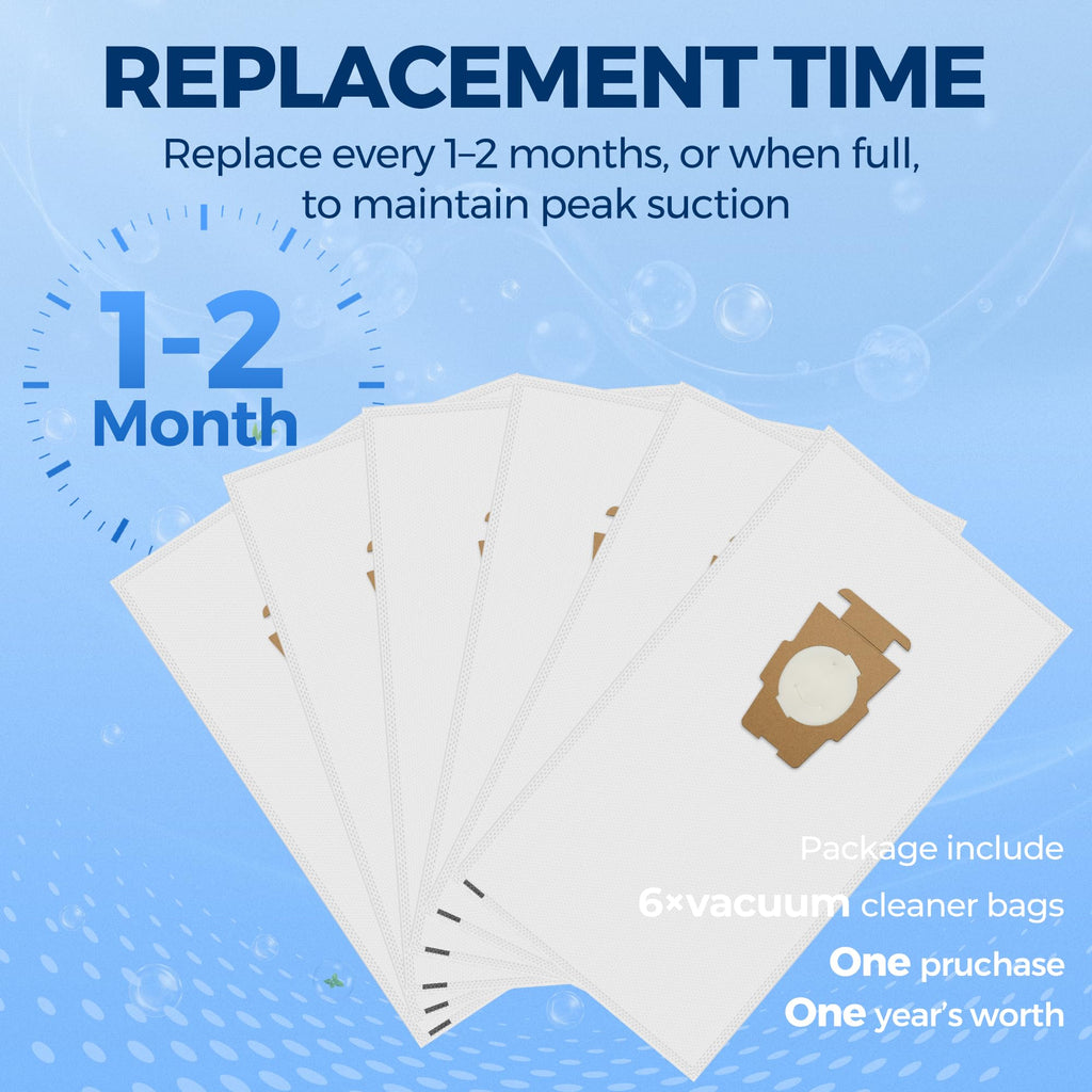 204814 Vacuum Bags Replacement for Kirby, Micron Magic Plus HEPA Filter Bags Compatible with Kirby Avalir/Sentria/Ultimate G Series Replaces F-Style & Twist-Style 204811 205811 204808, 6 Pack