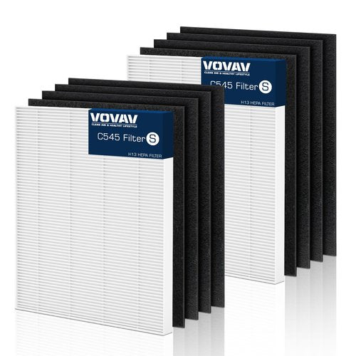 C545 True HEPA Replacement Filter S Compatible with Winix C545, B151, P150, 9300 Air Purifier, Winix S Filter 1712-0096-00 2522-0058-00, 2 Pack H13 True HEPA Filter and 8 Activated Carbon Filters
