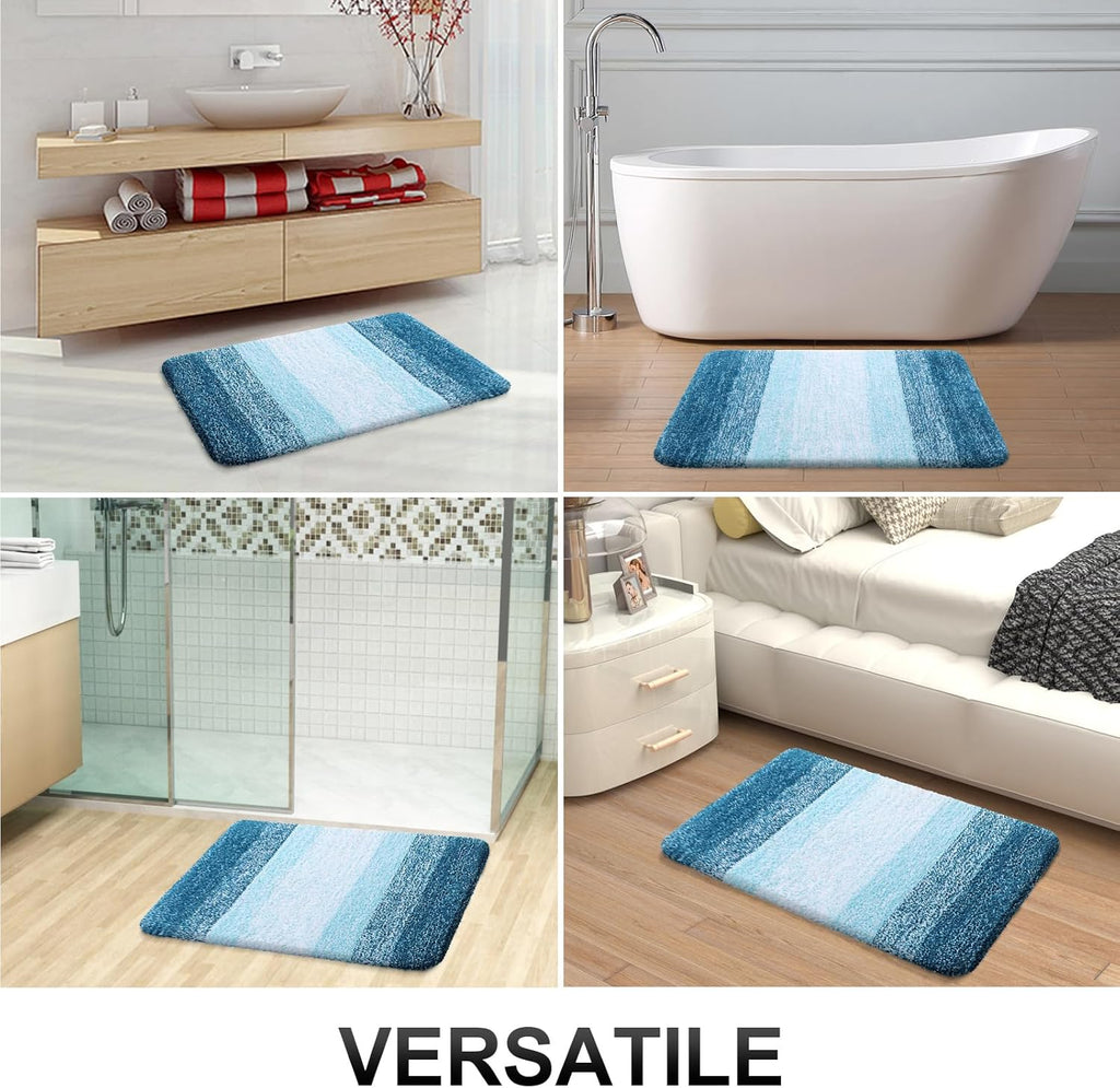 OLANLY Bathroom Runner Rug - Extra Soft Microfiber Mat, Quick Dry & Washable | 70x24, Peacock Blue