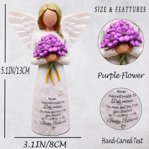 AUKEST Retirement Gift for Women - 5.1” Purple Angel Figurine | Perfect Going Away Party Decoration
