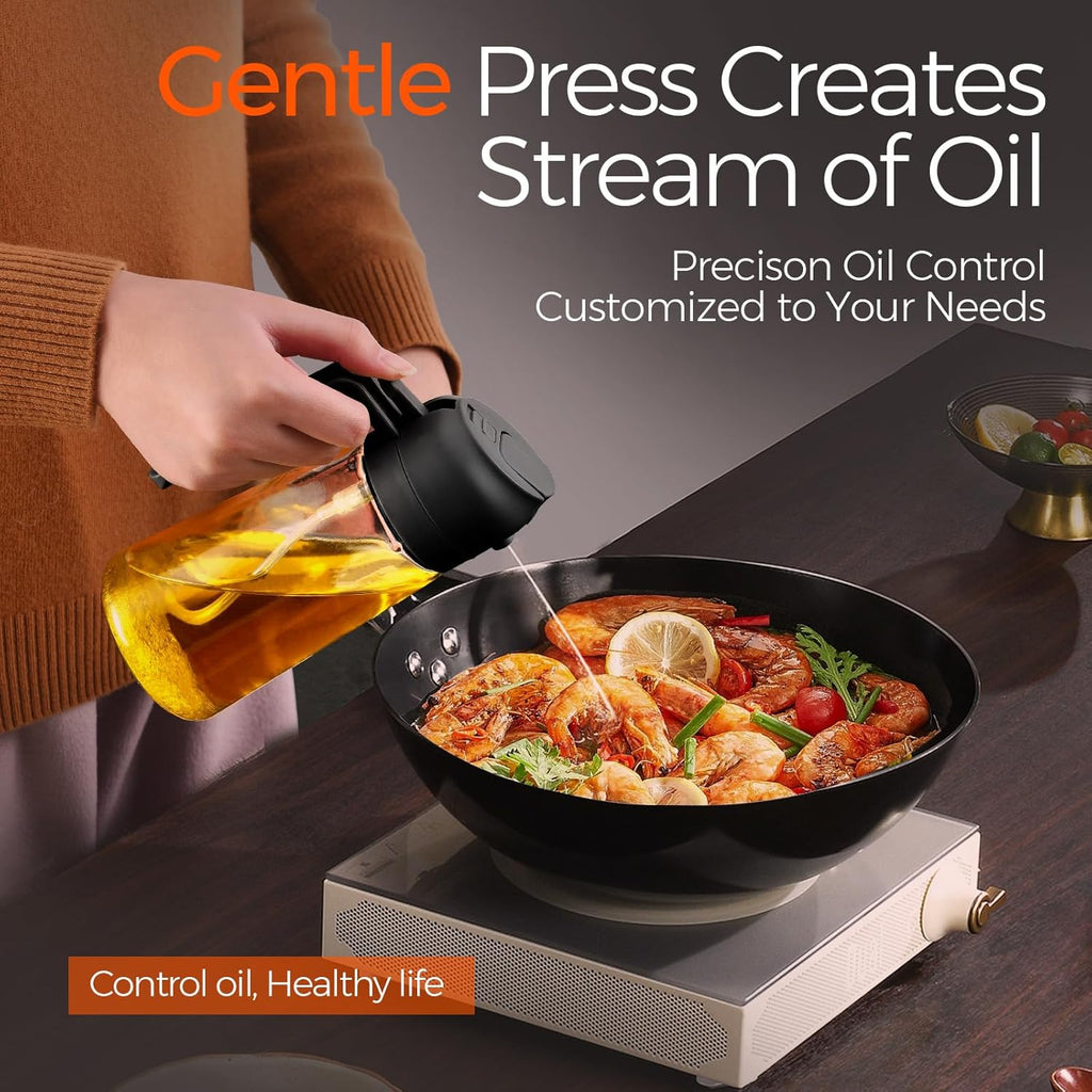 YARRAMATE Glass Olive Oil Sprayer - 16oz with 20 Color Labels | Elegant Black Design