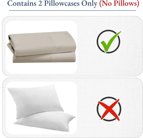 California Design Den Pillow Cases - Set of 2 Standard Size, 800 Thread Count 100% Cotton Sateen - Beige