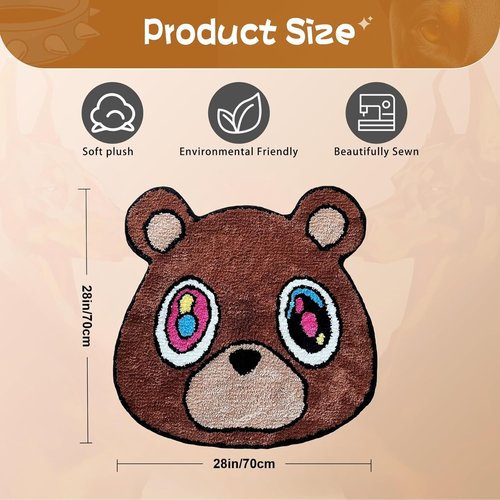 Hypebeast Graduation Bear Rug - Ultra-Soft Plush Room Decor with Non-Slip Backing | Trendy 28"x28" Carpet