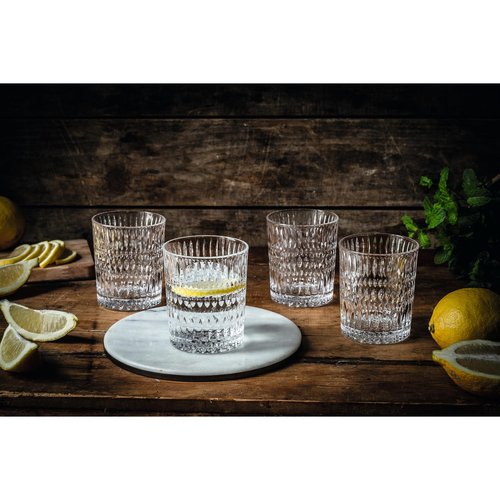 Nachtmann Ethno Crystal Tumblers – Set of 4 Lead-Free 10.25 oz Glasses with Arabesque-Inspired Design, Refined Barware for Cocktails, Whiskey, Water, Spirits, Entertaining at Home & Events