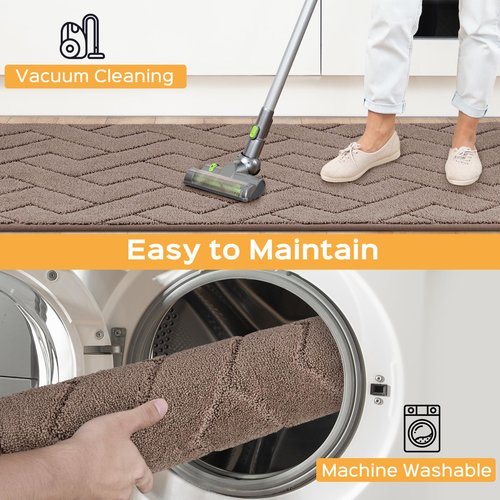 anllugs Machine Washable Kitchen Rugs 24" x 70", Non-Slip Kitchen Runner Rugs Mats for Floor, Absorbent Comfort Standing Mats for Kitchen, Sink, Laundry and Hallway, Rolled Packaging, Grayish Brown