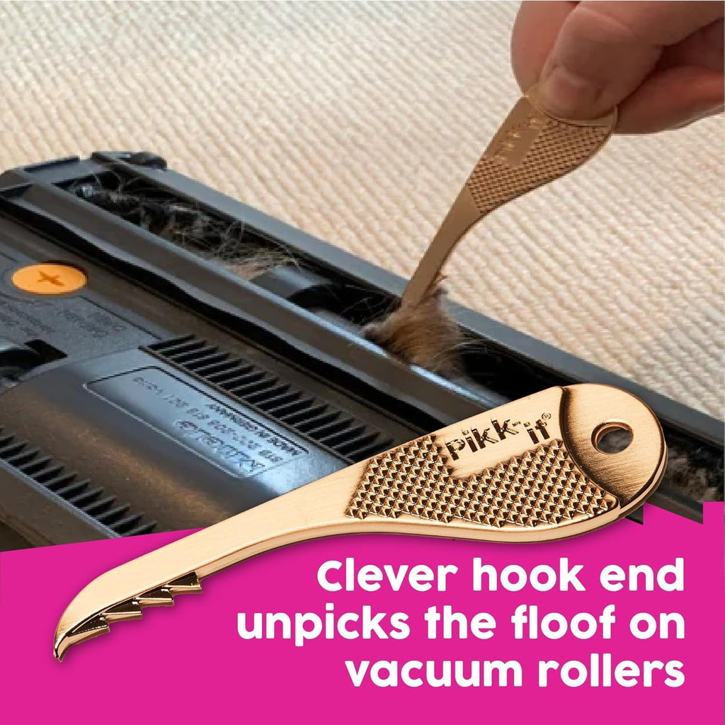 Pikk-it Vacuum Hair Brush Cleaner Tool - Effortlessly Removes Hair from Vacuums & Brushes | Pet & Human Hair Rake (Single/Twin Pack)