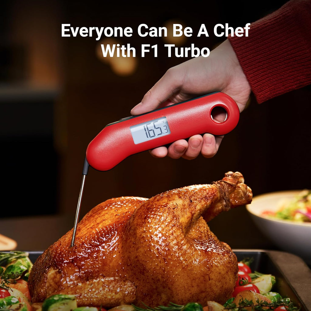ThermoMaven Digital Meat Thermometer - Instant Read in 0.5 Sec, NIST Certified Accuracy, Waterproof Probe | Red & Gray