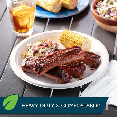 Hefty ECOSAVE Compostable Paper Plates - 10-1/8 Inch, Eco-Friendly, 45 Count Pack