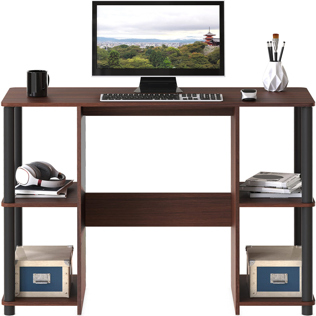 SHW 38-Inch Home Office Wood Desk with Double Sided Shelves, Cherry