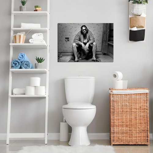 Funny Bathroom Wall Decor | 90s Movie Posters - Black and White Art for Amusing Room Aesthetics, 12x16 in