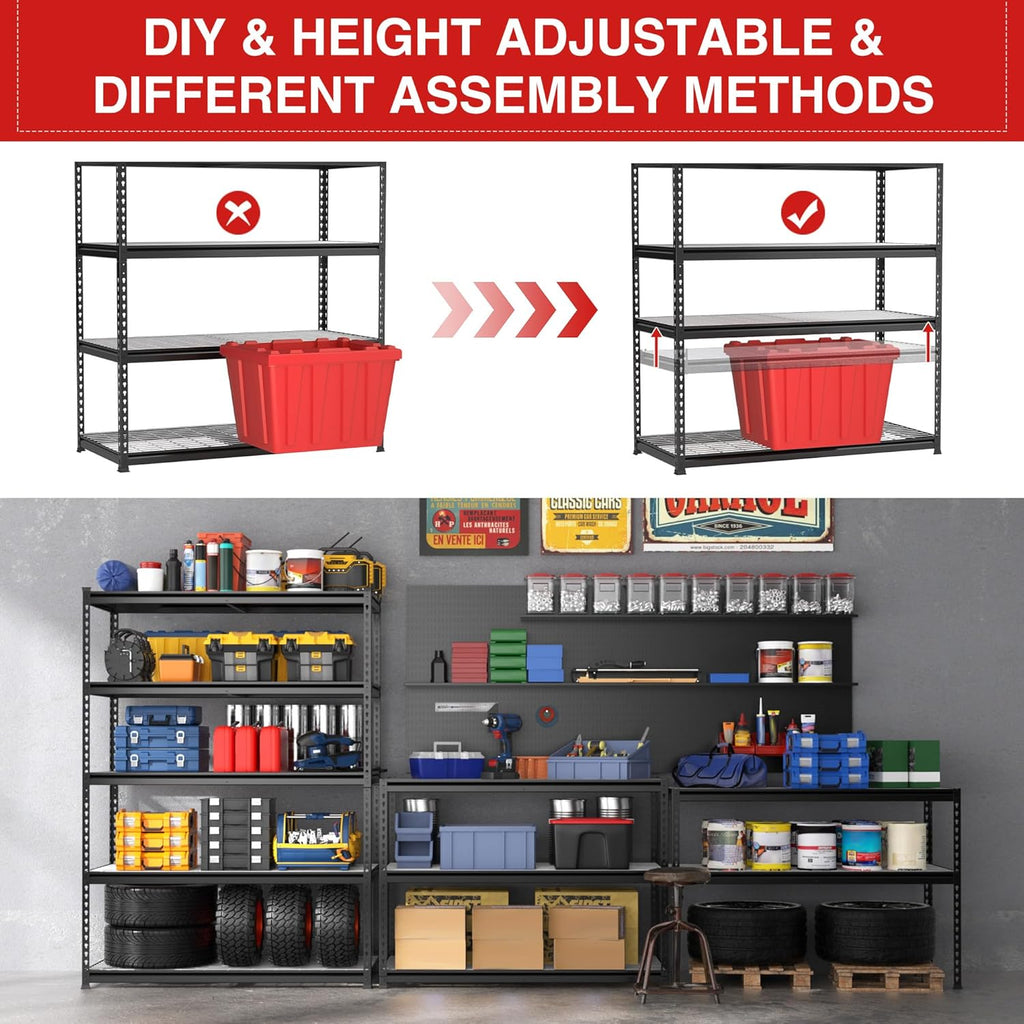WORKPRO 5-Tier Metal Shelving Unit - Heavy Duty Adjustable Storage Rack | 48”W x 24”D x 72”H, 4000 lbs Capacity