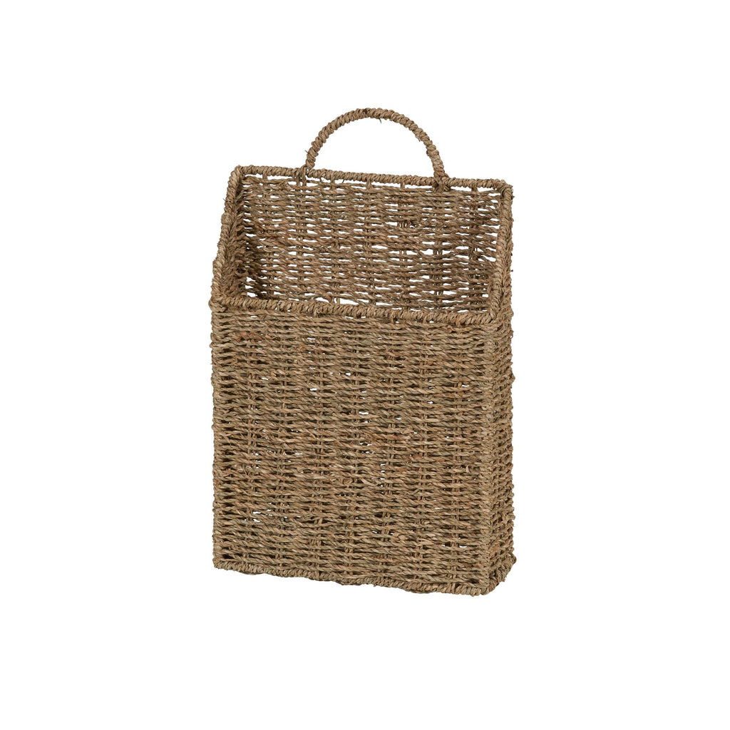 Rectangular Wicker Hanging Baskets, Set of 2, Small and Large, Handwoven Seagrass, Durable Metal Wire Frame, Multipurpose and Contemporary, Perfect for Organizing Newspapers, Mail and More, Natural